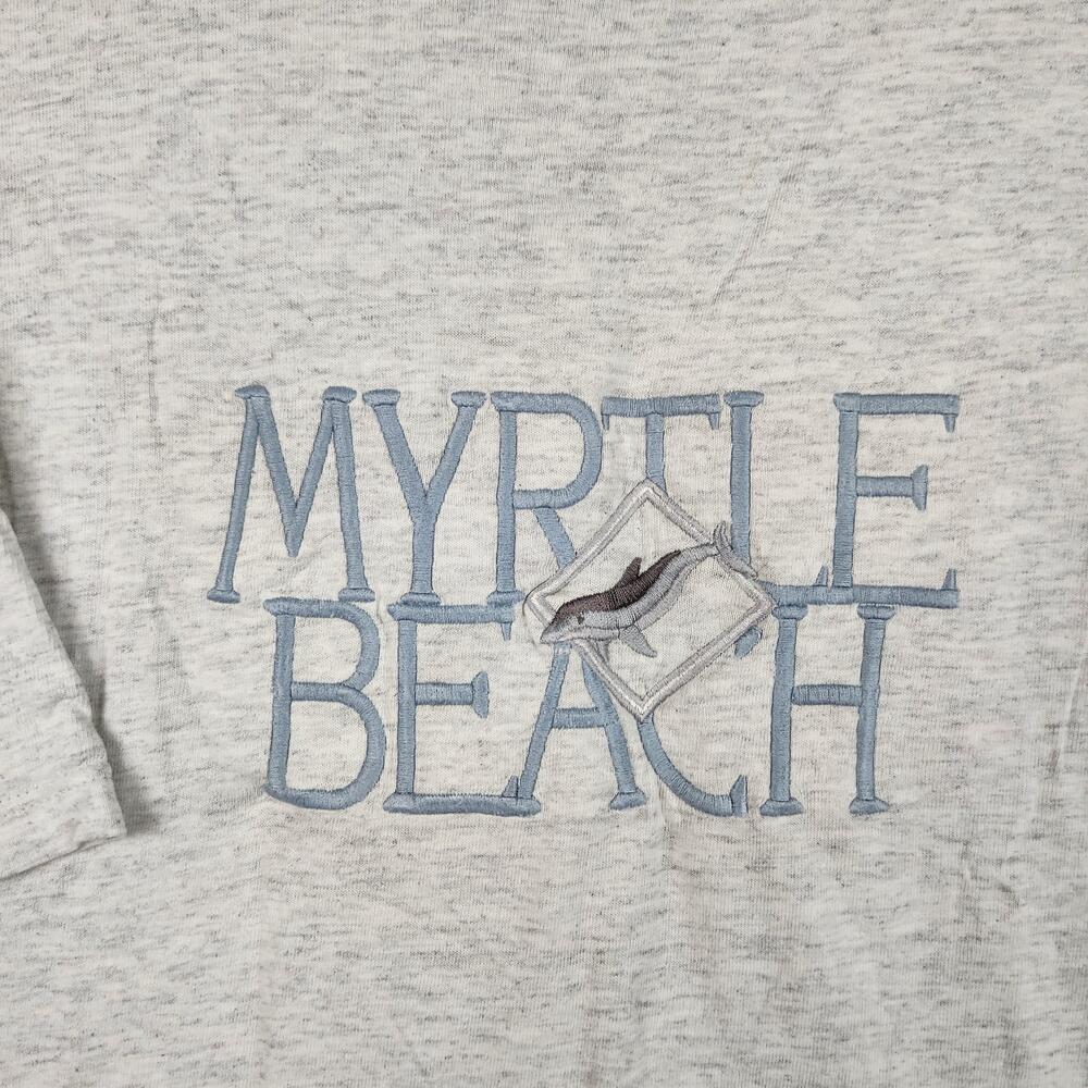 Vintage Myrtle Beach Shirt Mens XL Gray Embroidered Dolphin USA 90s Thrashed